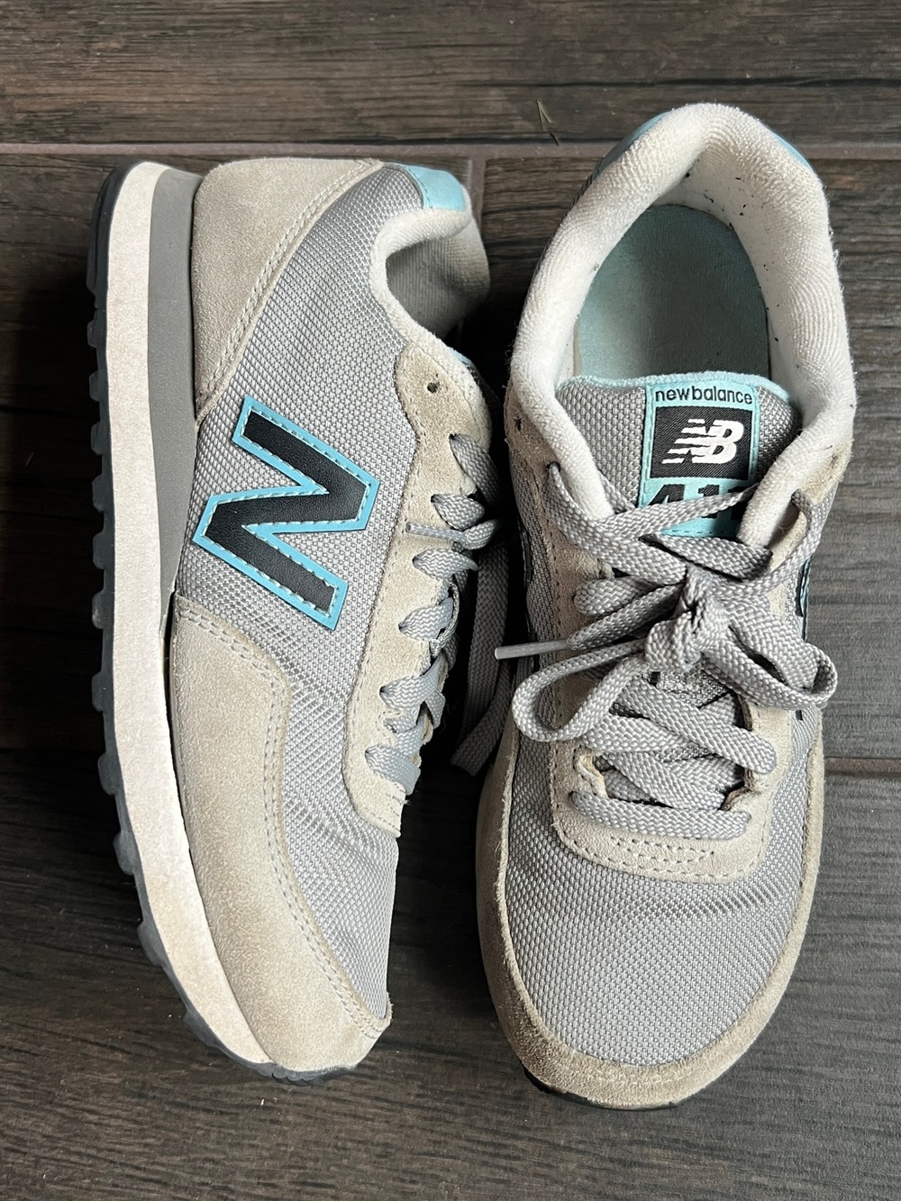 New Balance 411 Women’s Gray Sneakers with Teal Accents